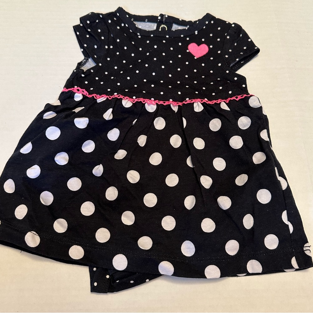 CHILD OF MINE BLUE WHITE DOT ATTACHED ONESIE NWOT SIZE 0-3M DRESS